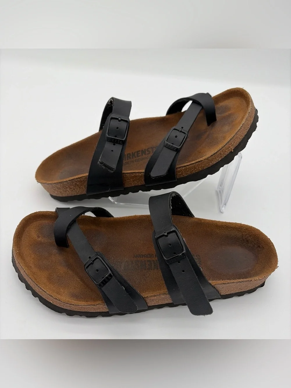 BIRKENSTOCK Mayari Leather Black Birks Sandals Size 38 Summer Casual Comfortable - Picture 2 of 7